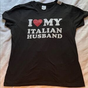 Black Graphic “I ❤️ My Italian Husband T-Shirt (Ladies L)